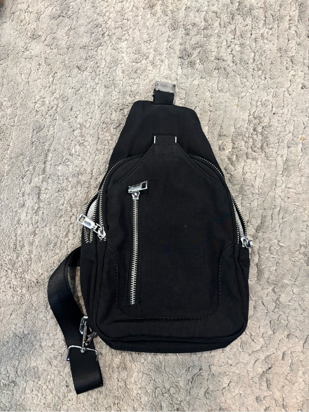 Black Sling Bag - Minimal Canvas Crossbody